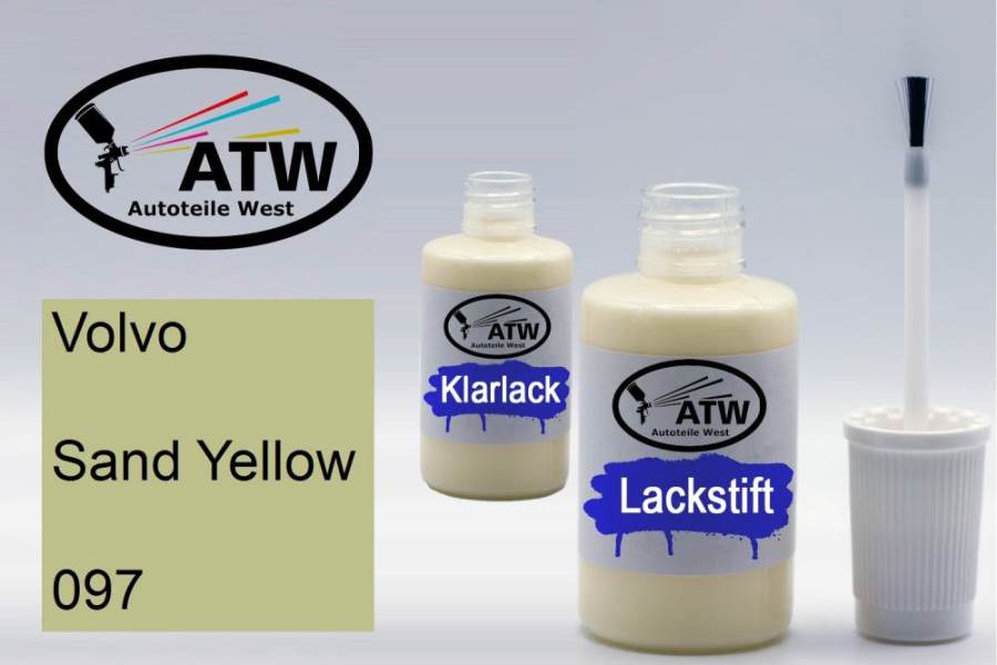 Volvo, Sand Yellow, 097: 20ml Lackstift + 20ml Klarlack - Set, von ATW Autoteile West.